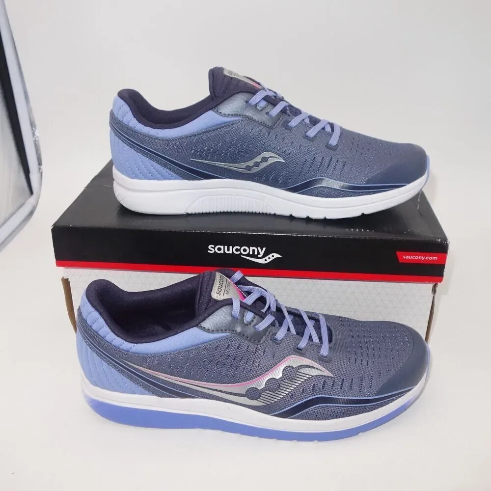 NEW Saucony Kinvara 11 Sneakers Lace Up Running Shoes Gray Purple Girl's 5.5